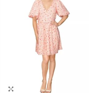 H&M Peach Cream Floral Dress With Flared Skirt SZ XS NWTs